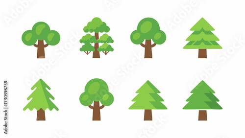 Charming assortment of verdant trees, perfect for illustrating nature, forests, or landscaping, originally a scalable vector graphic for versatile design projects