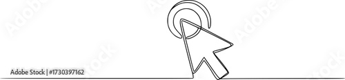 ontinuous drawing of cursor arrow. One line icon of cursor arrow, Background of drawing one line on a white background. A single line drawing of a cursor. Continuous line cursor icon.