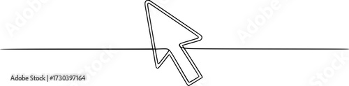 ontinuous drawing of cursor arrow. One line icon of cursor arrow, Background of drawing one line on a white background. A single line drawing of a cursor. Continuous line cursor icon.