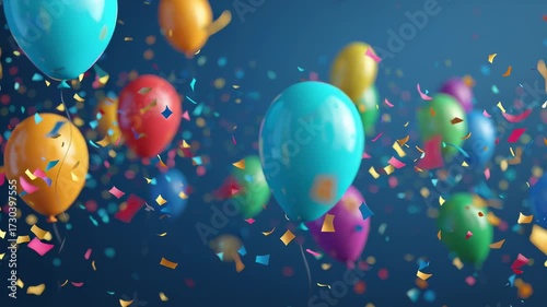 Colorful Balloons and Confetti Create a Festive Atmosphere for a Celebration
