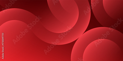 Abstract Red Gradient Background with Curved Wave Shapes. Dynamic shapes composition