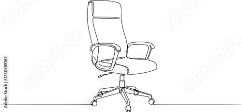 Continuous one line sketch of an office chair. Single line drawing of an executive chair, Office chair one continuous line drawing vector illustration. Premium vector