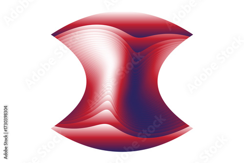 Hyperbolic Surface Gradient – 2D Sacred Pattern of Red-Blue-White Contours and Devotional Elevation