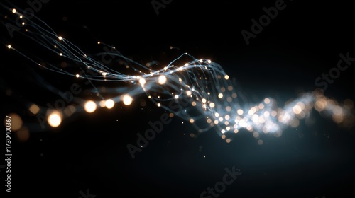 An abstract visualization of light trails creating dynamic motion against a dark background, symbolizing energy flow.