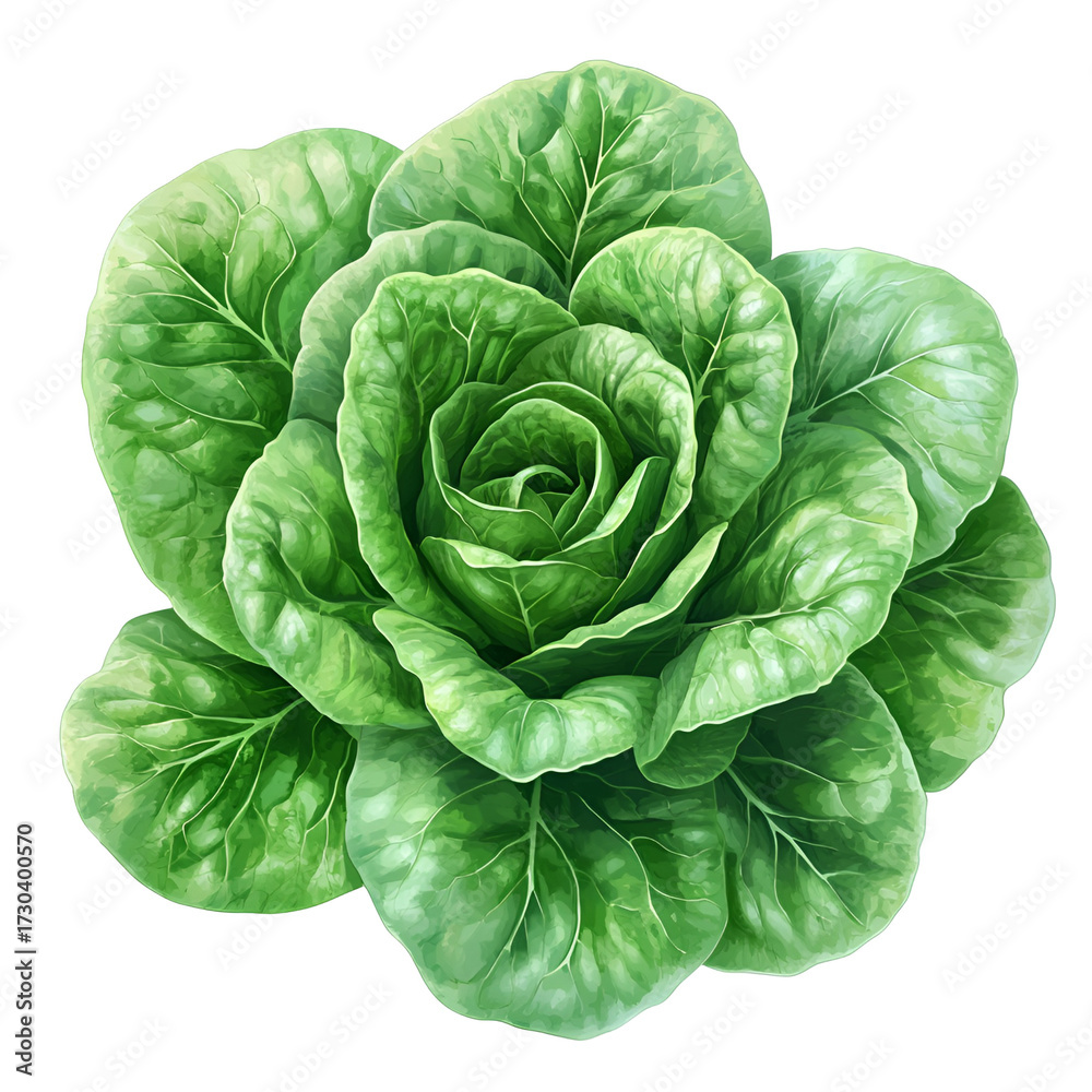 Obraz premium Fresh green lettuce head detailed close up image