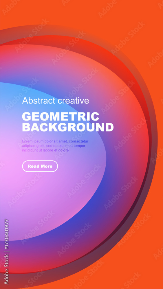 Obraz premium Vibrant abstract design features flowing geometric shapes, gradients. Text overlay invites further exploration. Modern, colorful presentation.