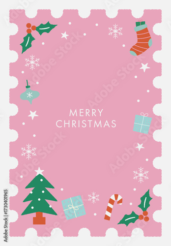 ピンクのクリスマスカード