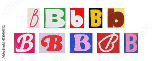 Assorted letter B glyphs in varied styles, cutout collection on PNG
