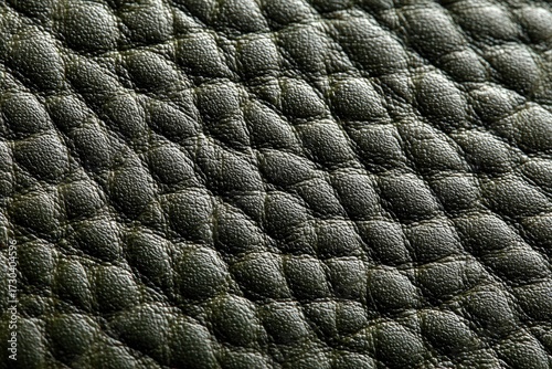 Close-up of dark green textured leather