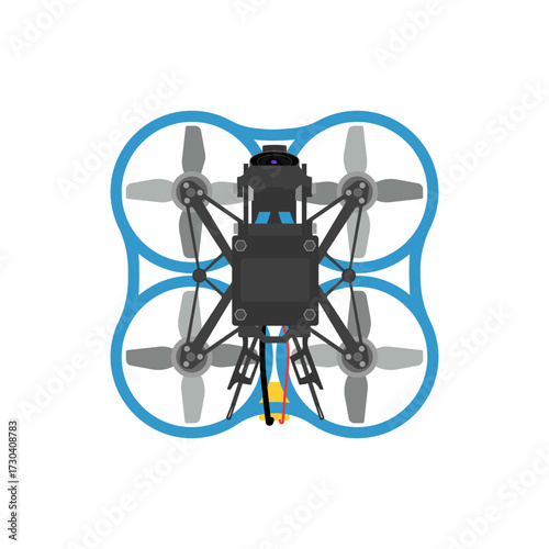 Mini drone icon logo flat vector design