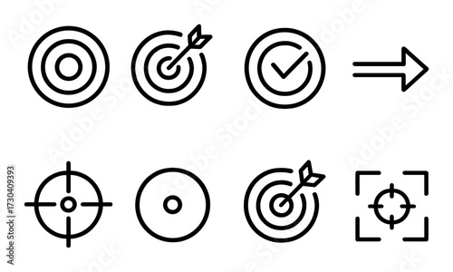 Set of target and focus icons on dark background