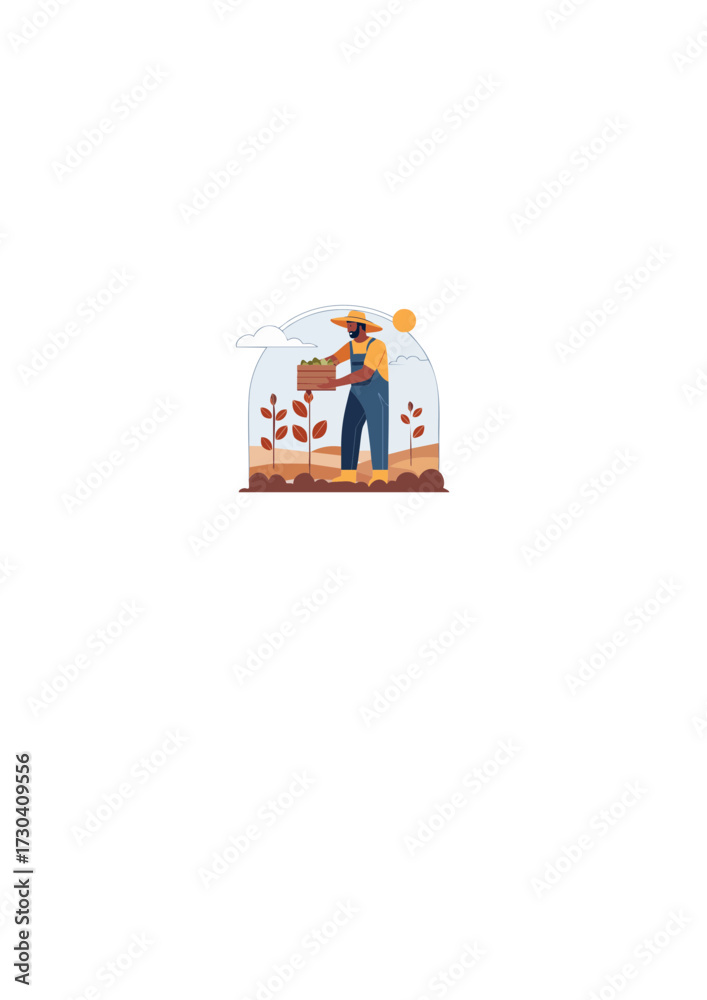 Fototapeta premium A farmer proudly harvests crops from his garden, showcasing agricultural abundance and self-sufficiency
