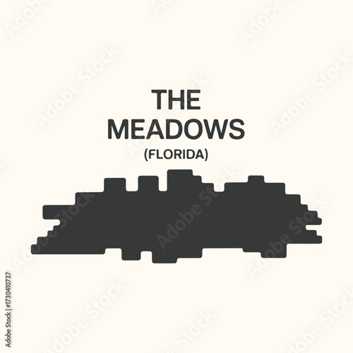 Vector art of the meadows florida stylized silhouette graphic illustration with text