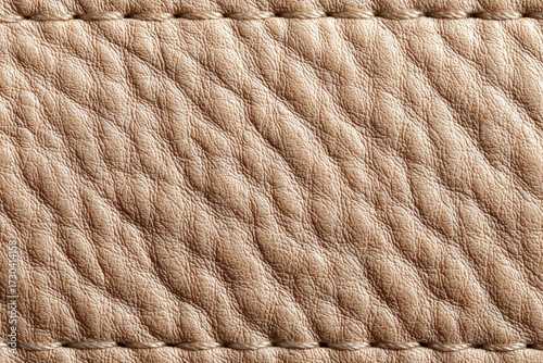 Close-up tan leather texture with stitching