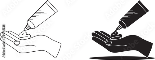 Vector art of hand with cream tube for skincare routine