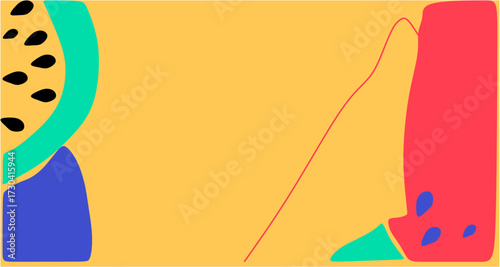 Abstract summer fruit background with vibrant shapes and a minimalist flat design.