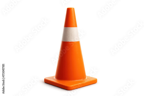Orange traffic cone providing road safety and caution