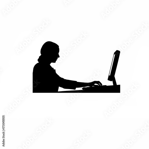Silhouette of admin setting up content delivery network isolated on white background