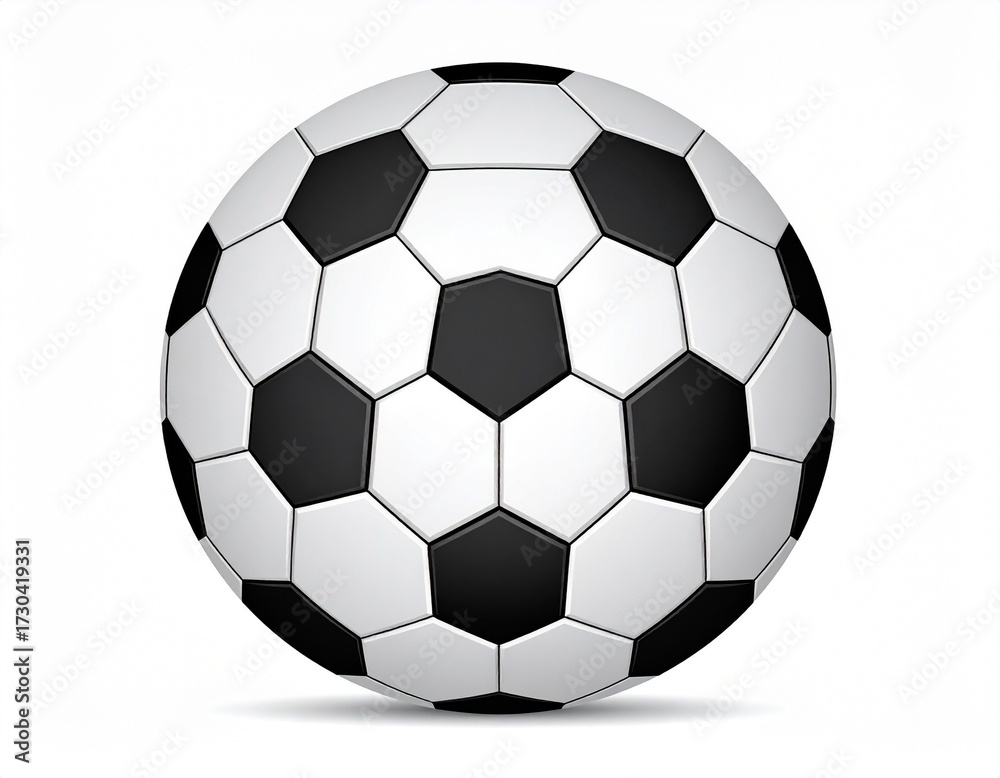 Fototapeta premium A classic black-and-white soccer ball—resting in quiet focus. A metaphor for unity and the choreography of play through geometric tension and global resonance.