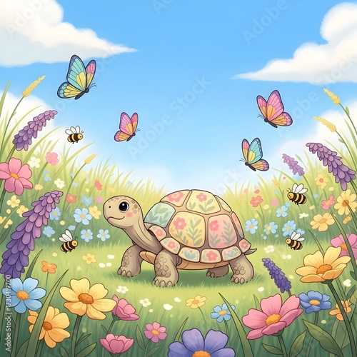 Turtle's Delight A Floral Meadow Encounter