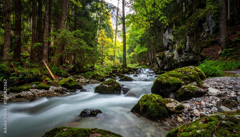 Obraz premium Lush forest stream (1)