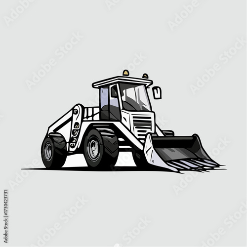 Vector Illustration of a Construction Skid Steer Loader Machine for Various Purposes