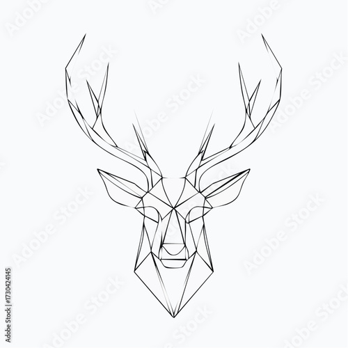 Geometric Deer Head Illustration Minimalist Stag Design for Creative Projects & Art
