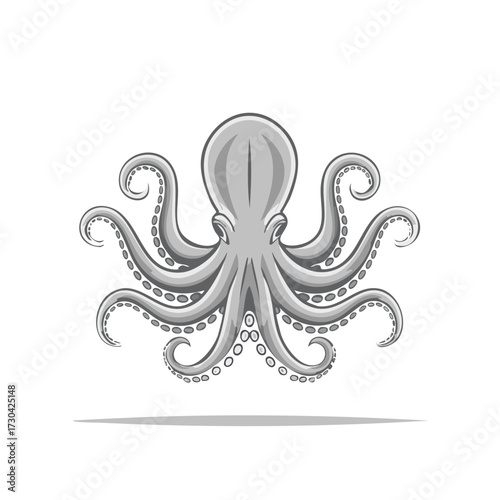 Elegant Octopus Illustration Featuring Detailed Tentacles and a Modern Design