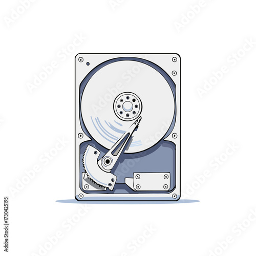 Computer hard drive internal components illustration