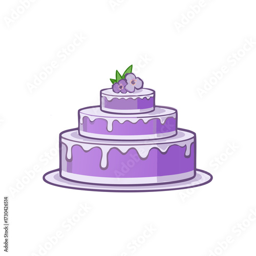 Whimsical purple layered cake adorned with delicate floral accents, perfect for celebrations