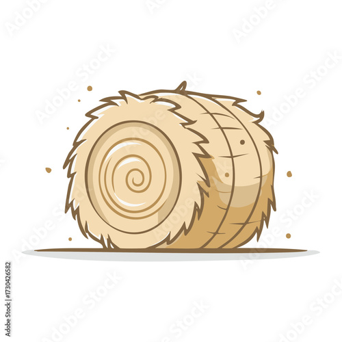 A round bale of hay or straw roll, a simple cartoon vector illustration for agriculture and harvest time.