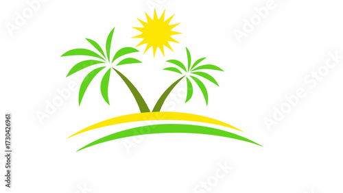 Dreamy tropical island escape with palm trees and sunshine, perfect for vacation vibes or travel inspiration, originally vector graphics scalable design