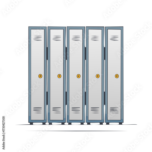 Row of school lockers with doors and handle illustrations