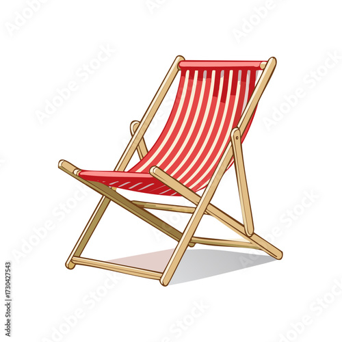 Relaxing Summer Getaway Beach Chair Illustration Red and White Striped Seating