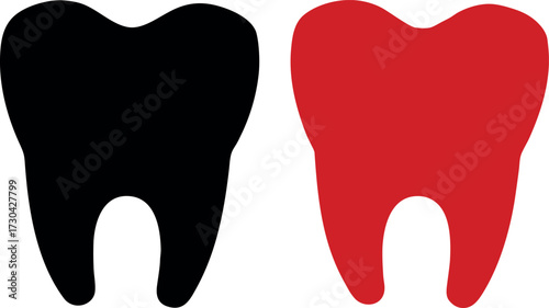 Dental silhouette vector, Human teeth icon illustration, Dentist hygiene design