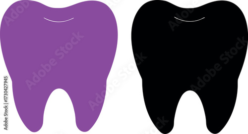 Teeth dental silhouette vector, Dentist icon illustration, Molar health design