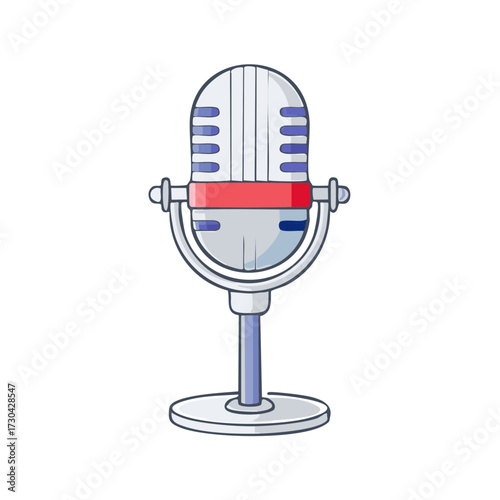 Retro microphone illustration with a classic vintage design and red accent band
