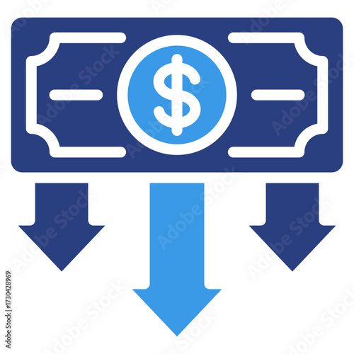 Currency Decline  Icon Element For Design