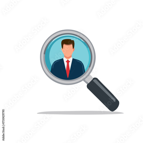 Person with Suit under Magnifying Glass for Search or Investigation