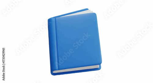 A Simple Blue Book Resting Open on a White Background