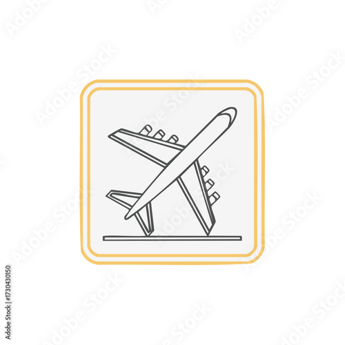 Airplane icon symbolizing air travel and aviation concepts in a minimalist graphic design