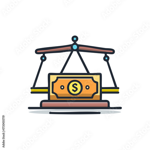 Financial balance scale with dollar symbol illustration