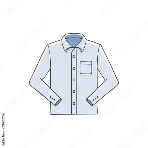 Light blue long sleeved button-down shirt with pocket front view