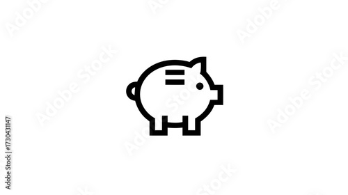Simple minimalist outline piggy bank icon illustration for financial savings, banking, investment, economy, and money management concept