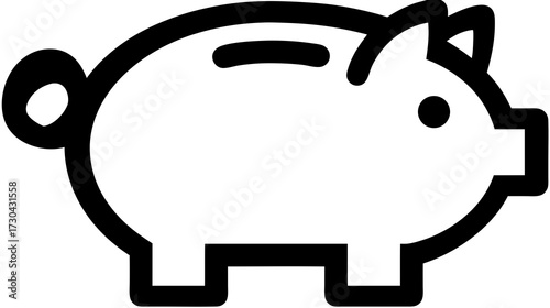 Outline icon of a piggy bank representing financial savings, money management, investment, and budget planning for economic security.