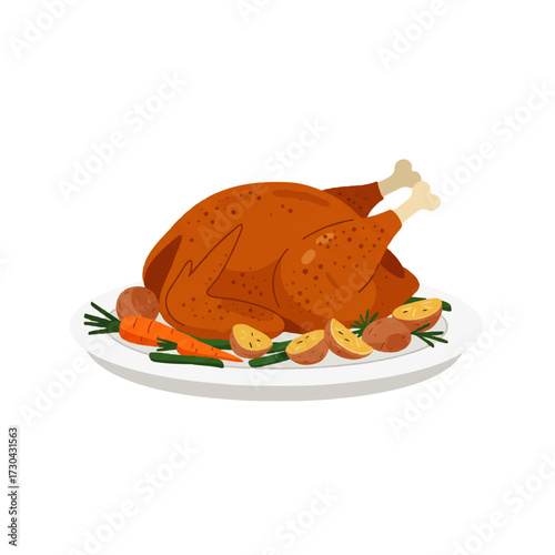 Delicious Roasted Chicken Dinner with Vegetables.