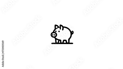 Clean Vector Outline Piggy Bank Icon Illustration. Simple Symbol for Financial Savings, Investment, Budgeting, and Wealth Management Concepts.