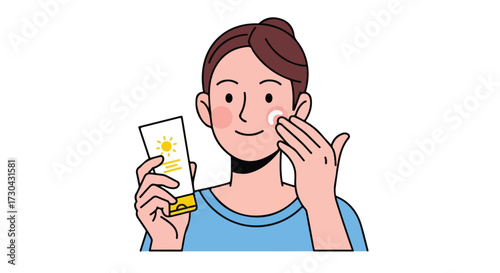 Woman applying sunscreen for skin protection against sun damage and maintaining healthy radiant skin, a daily beauty ritual for sun-kissed glow and