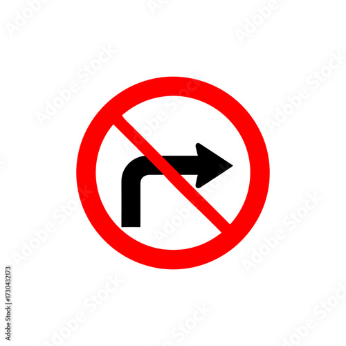 No right turn sign prohibiting vehicles from turning right at an intersection, ensuring safety and preventing accidents on city streets.