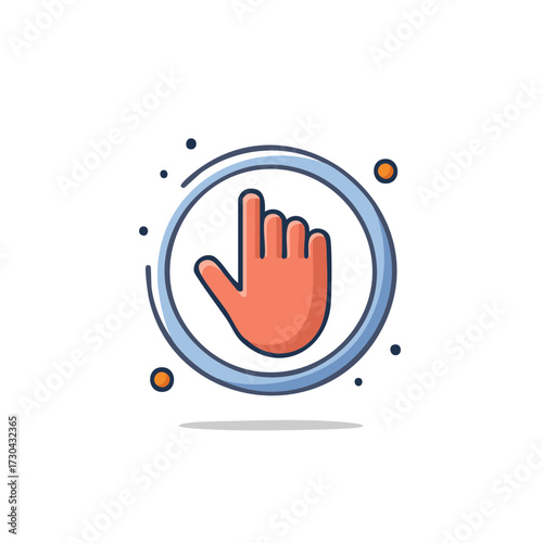 Cursor Hand Icon with Circle and Dots Vector Illustration